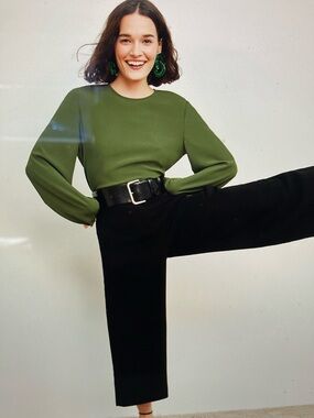 MM. LaFleur Olive Green Long Sleeve Blouse